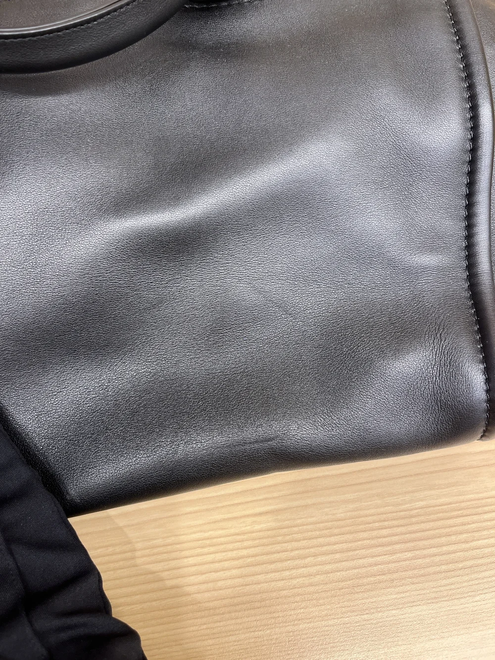 CHANEL black leather